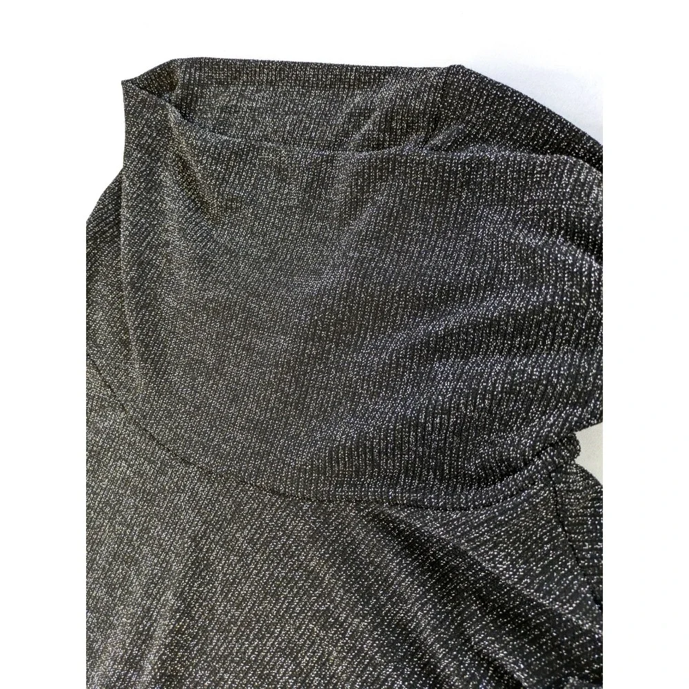 Olivia Blu Glimmer Cowl Neck - Women's 2XL - Black 3/4 Sleeve Top #2513-2GCOWLX - Picture 4 of 5